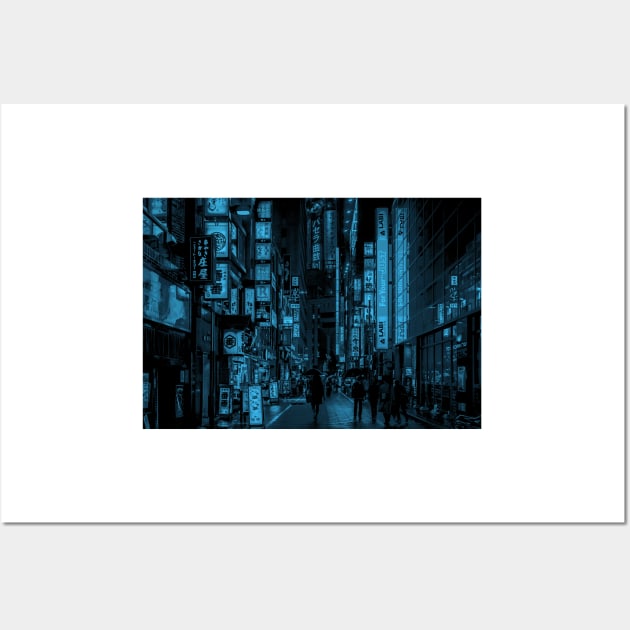 Shinjuku Nights Cyan Recolor Wall Art by emiliapapaya